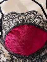 Red Lace Splicing Push-Up Lingerie Set - Image 3