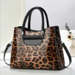 Leopard Print Large Capacity Crossbody Shoulder Tote Bag