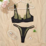 Floral Embroidery Mesh Push-Up Lingerie Set - Image 2