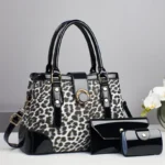 Leopard Print 3Piece Large Capacity Crossbody Handbag - Image 4