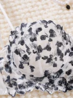 White Floral Embroidered Ultra Thin Lingerie Set - Image 3