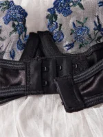 Black & Blue Mesh Embroidered Push-Up Lingerie Set - Image 5