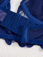 Dark Blue Tulle Embroidery Push-Up Lingerie Set - Image 4