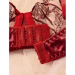 Burgundy Lace Mesh Push-Up Lingerie Set - Image 4