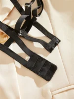 Black Red-Lip Embroidery Mesh Lingerie Set - Image 4