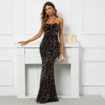 Backless Sequin Off Shoulder Maxi Dress - Image 3
