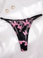 Delicate Pink  Embroidered Mesh Lingerie Set - Image 4