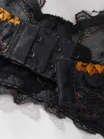 Black Pumpkin Skull Mesh Push-Up Lingerie Set - Image 4