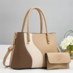 Retro Colorblock PU Leather Shoulder Tote Handbag - Image 6