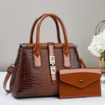 Designer Crocodile Pattern Luxury Crossbody Handbag - Image 3