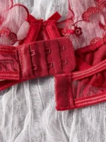 Hot Girl Red Ultra Thin Embroidery Lingerie Set - Image 5