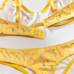 Yellow Pastoral Floral Push-Up Lingerie Set - Image 5