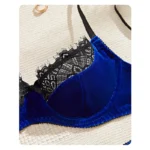 Blue Velvet Lace Push-Up Luxury Lingerie Set - Image 3