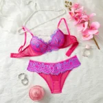 Rose Red Floral Lace Push-Up Lingerie Set