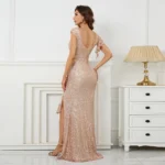 Gold Sequin Ruffled Short Sleeve Dress - Image 2