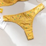 Yellow Pastoral Floral Push-Up Lingerie Set - Image 3