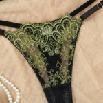 Floral Embroidery Mesh Push-Up Lingerie Set - Image 4