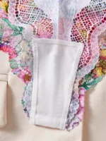 Rose Red Floral Mesh Push-Up Lingerie Set - Image 4