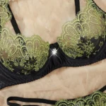 Floral Embroidery Mesh Push-Up Lingerie Set - Image 3