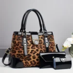 Leopard Print 3Piece Large Capacity Crossbody Handbag - Image 6