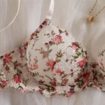 Elegant Beige Floral Lace Ultra Thin Lingerie Set - Image 3