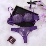 Romantic Purple Mesh Push-Up Lingerie Set