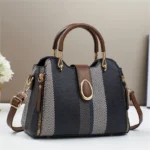 Luxury Striped Women Shoulder Crossbody Tote Handbag - Image 6