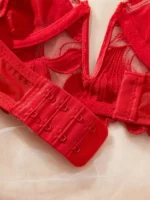 Romantic Red Lace Push-Up Translucent Lingerie Set - Image 5