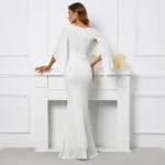 White Sequin V Neck Party Maxi Dress - Image 3