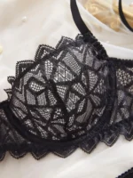 Black Lace Transparent Push-Up Lingerie Set - Image 2