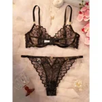 Daring Heart Embroidery Mesh Lingerie Set - Image 2