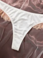 White Lace Splicing Mesh Push-Up Lingerie Set - Image 4