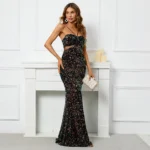 Backless Sequin Off Shoulder Maxi Dress - Image 2