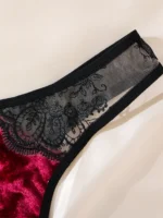 Red Lace Splicing Push-Up Lingerie Set - Image 4