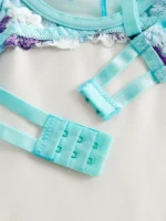 Sea Blue Floral Embroidered Push-Up Lingerie Set - Image 6