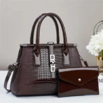 Designer Crocodile Pattern Luxury Crossbody Handbag - Image 4