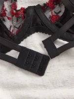 Black Rose Embroidered Tulle Push-Up Lingerie Set - Image 5