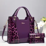Patent Leather Women Large Capacity Shoulder Handbag - Image 2
