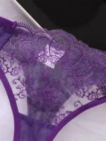 Romantic Purple Mesh Push-Up Lingerie Set - Image 5