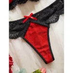 Red Lace Embroidered Push-Up Lingerie Set - Image 4