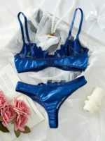 Dark Blue Ultra Thin Push-Up Lingerie Set - Image 2