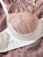 White Lace Splicing Mesh Push-Up Lingerie Set - Image 3