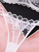 Elegant White Floral Lace Ultra-Thin Lingerie Set - Image 4