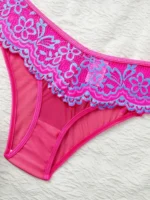 Rose Red Floral Lace Push-Up Lingerie Set - Image 4