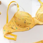 Yellow Pastoral Floral Push-Up Lingerie Set - Image 2